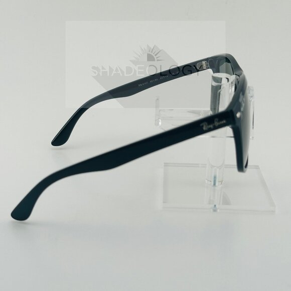 RB4147 601/58 Ray Ban Boyfriend Polished Black Frame / Green Polarized Lens 60mm - Picture 8 of 10